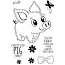 Woodware Clear Singles Fuzzie Friends Pablo The Pig 4 in x 6 in Stamp by Creative Expressions - Craftywaftyshop