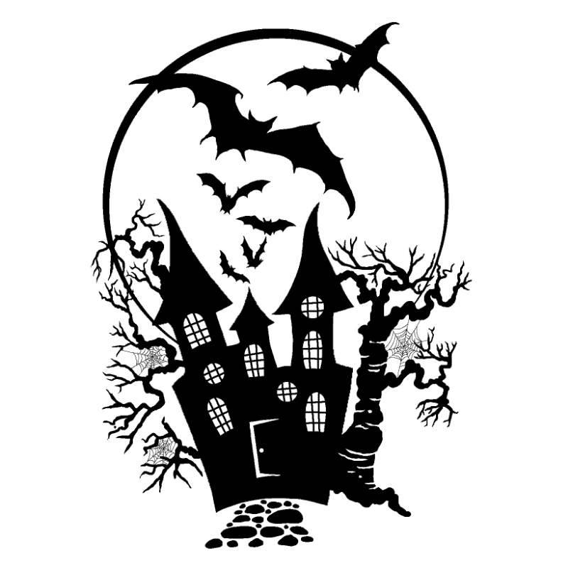 Woodware Clear Singles Haunted House 4 in x 6 in Stamp Set - Craftywaftyshop