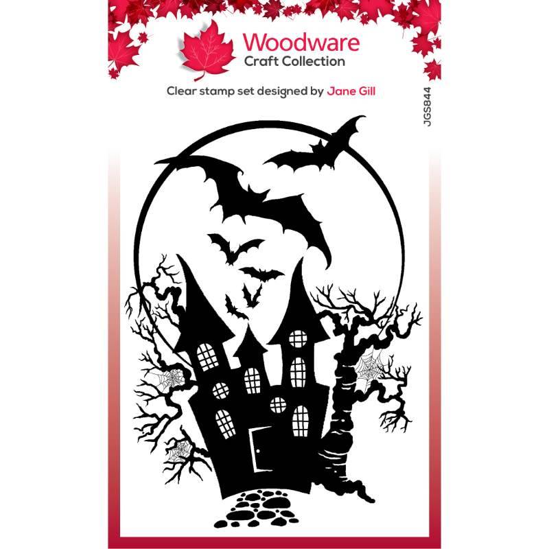 Woodware Clear Singles Haunted House 4 in x 6 in Stamp Set - Craftywaftyshop