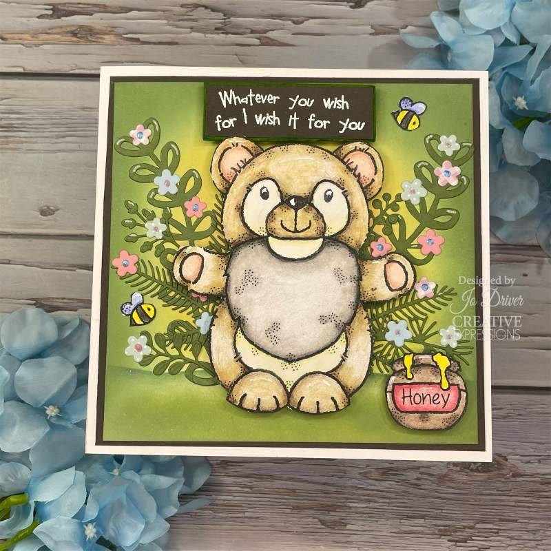 Woodware Clear Singles Honey Bear Gnome 4 in x 6 in Stamp - Craftywaftyshop