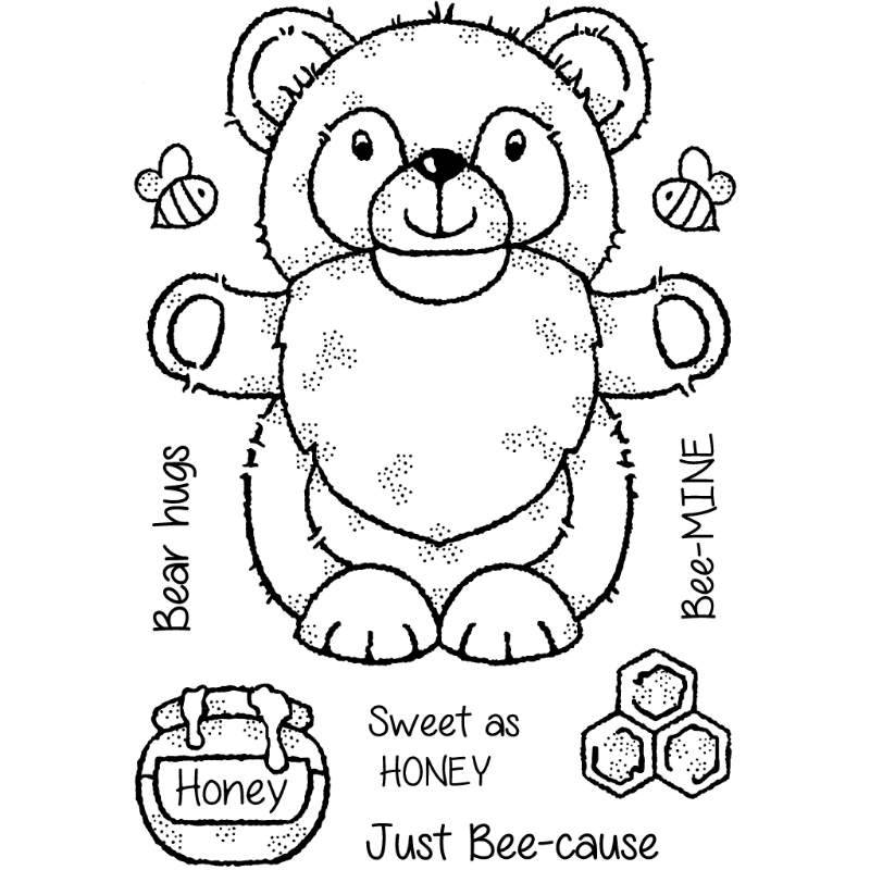 Woodware Clear Singles Honey Bear Gnome 4 in x 6 in Stamp - Craftywaftyshop