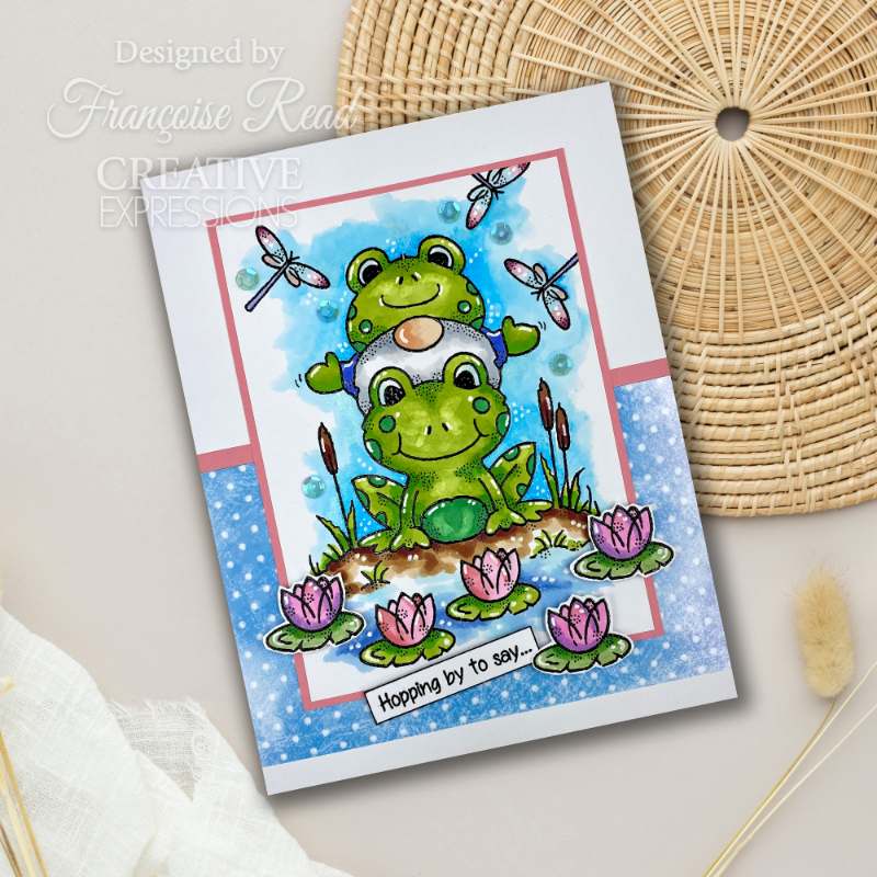 Woodware Clear Singles Hopping Gnome 4 in x 6 in Stamp Set - Craftywaftyshop