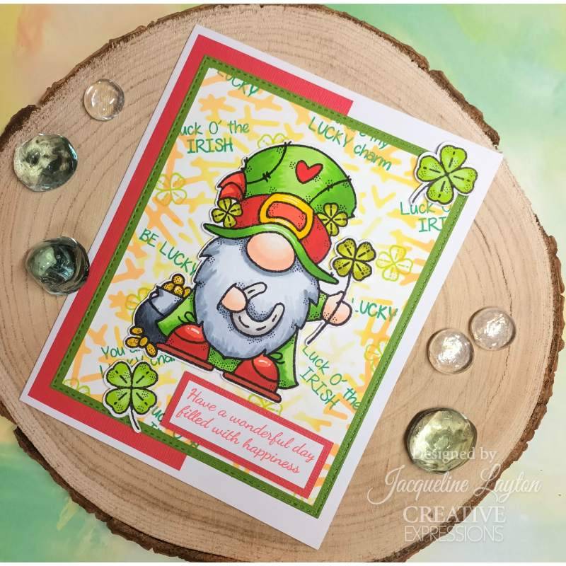 Woodware Clear Singles Lucky Gnome 4 in x 6 in Stamp - Craftywaftyshop