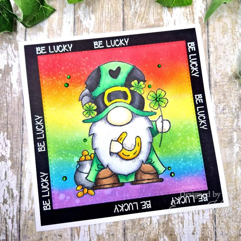 Woodware Clear Singles Lucky Gnome 4 in x 6 in Stamp - Craftywaftyshop