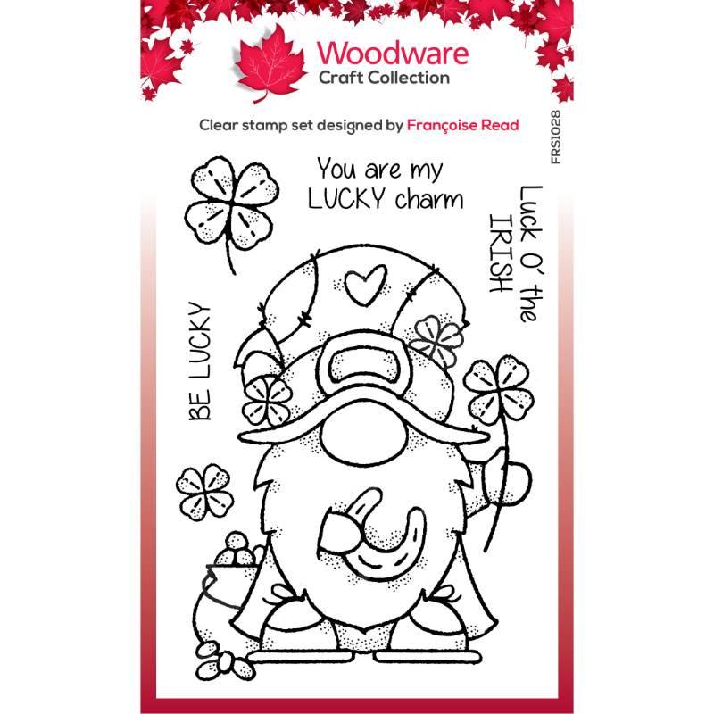Woodware Clear Singles Lucky Gnome 4 in x 6 in Stamp - Craftywaftyshop