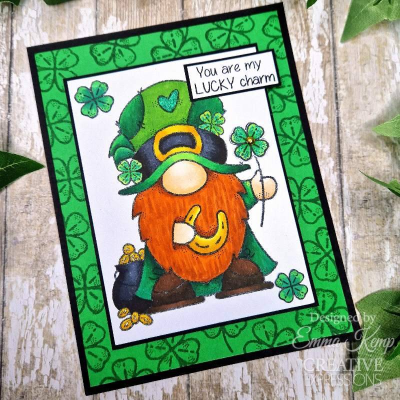 Woodware Clear Singles Lucky Gnome 4 in x 6 in Stamp - Craftywaftyshop