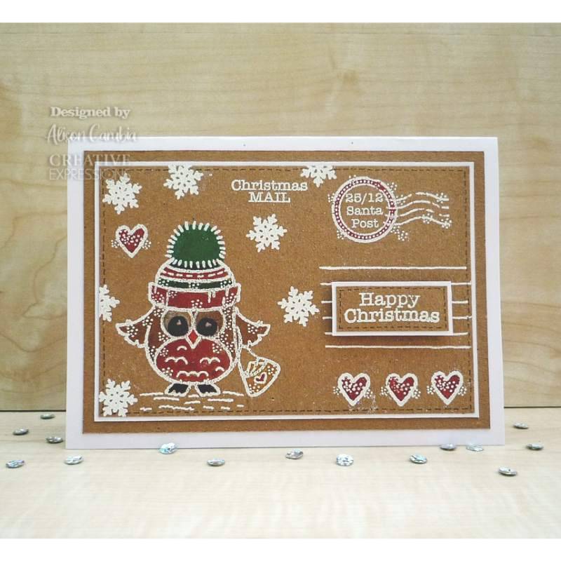 Woodware Clear Singles Owl Christmas Mail 4 in x 6 in Stamp - Craftywaftyshop