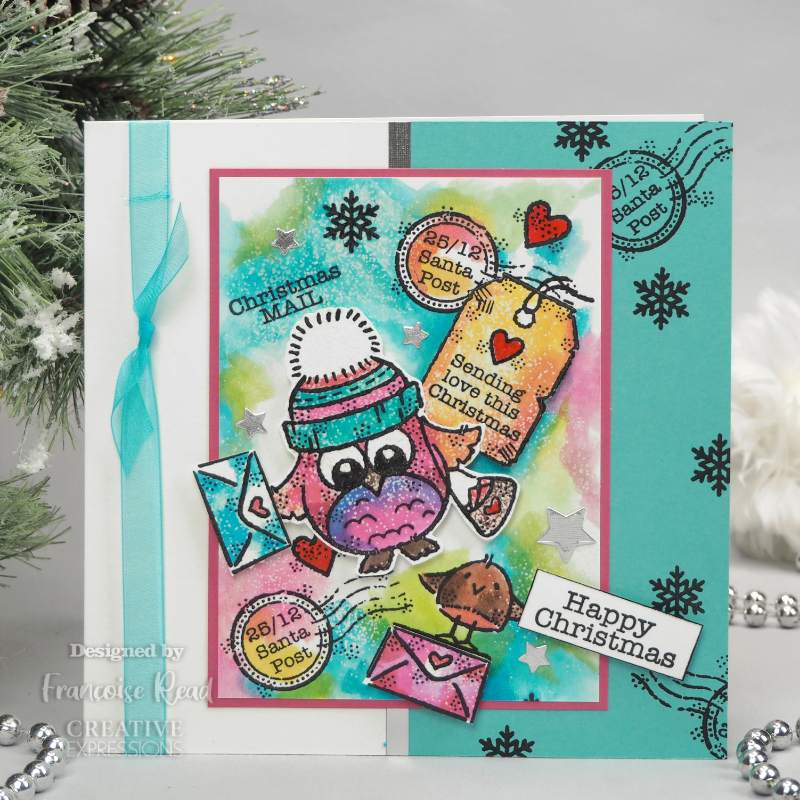Woodware Clear Singles Owl Christmas Mail 4 in x 6 in Stamp - Craftywaftyshop