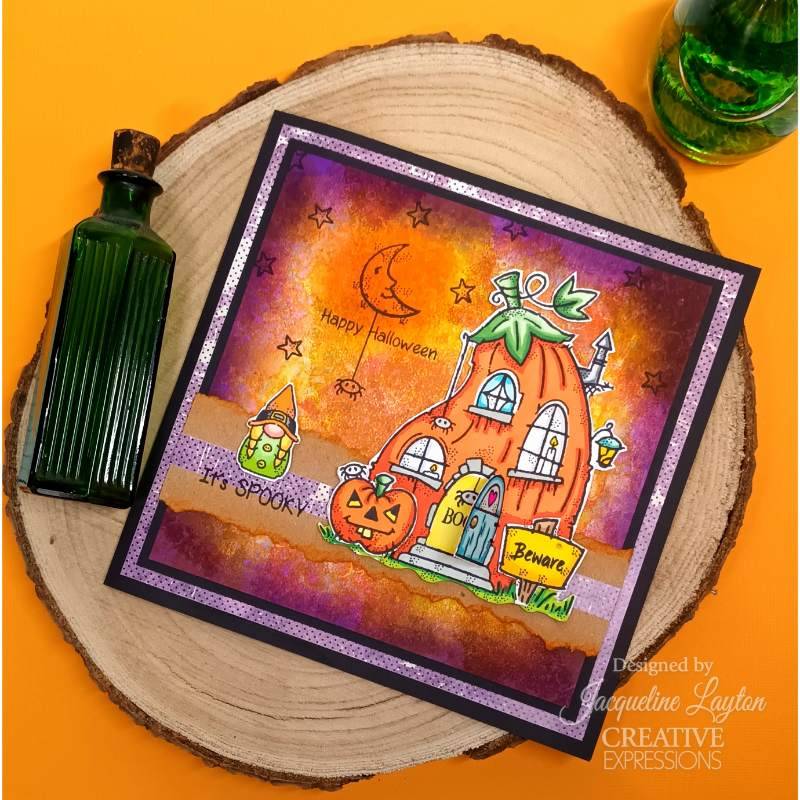 Woodware Clear Singles Pumpkin House 4 in x 6 in Stamp Set - Craftywaftyshop