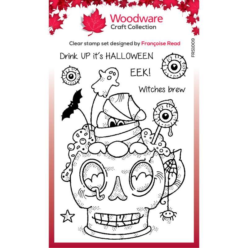 Woodware Clear Singles Spooky Cup 4 in x 6 in Stamp Set - Craftywaftyshop