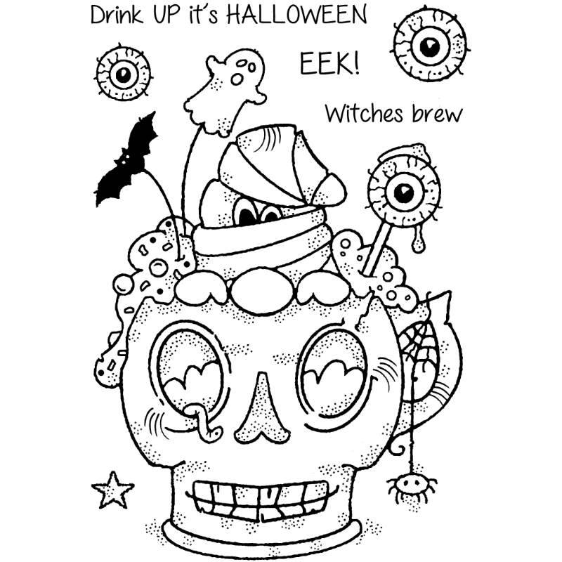 Woodware Clear Singles Spooky Cup 4 in x 6 in Stamp Set - Craftywaftyshop
