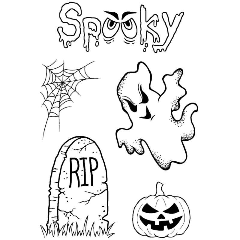 Woodware Clear Singles Spooky Goings On 4 in x 6 in Stamp Set - Craftywaftyshop