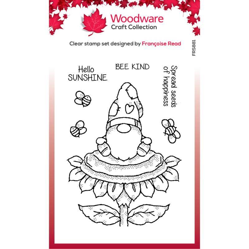 Woodware Clear Singles Sunflower Gnome 4 in x 6 in Stamp by Creative Expressions - Craftywaftyshop