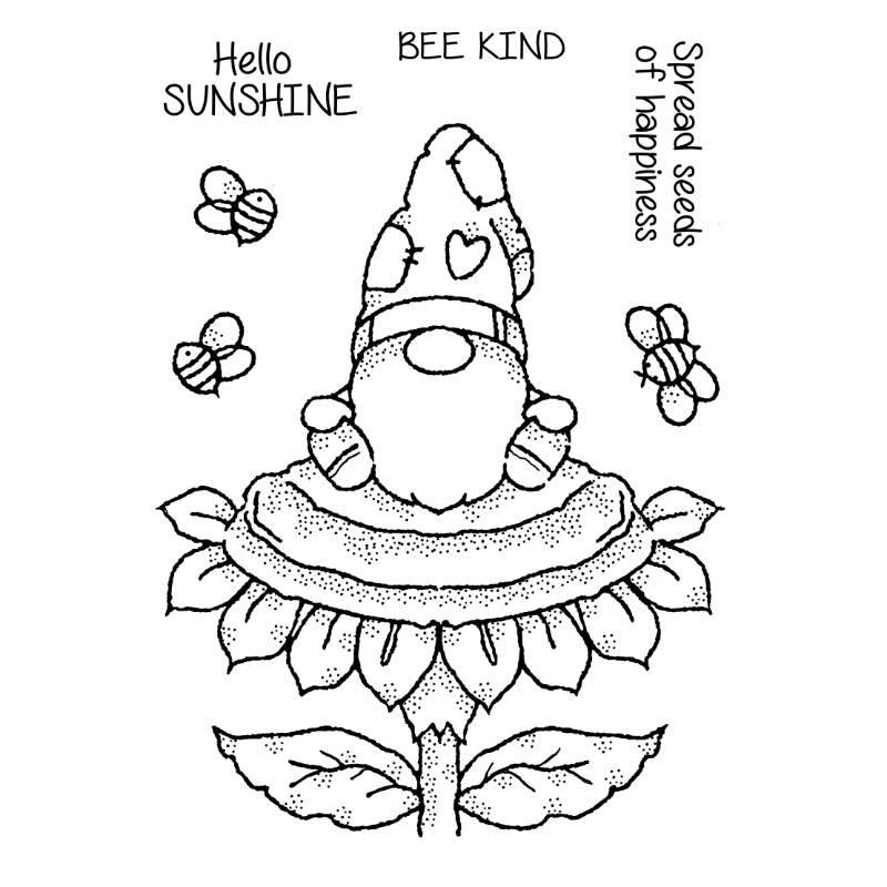 Woodware Clear Singles Sunflower Gnome 4 in x 6 in Stamp by Creative Expressions - Craftywaftyshop