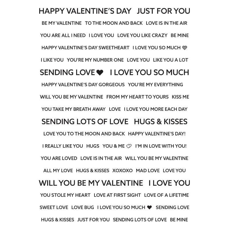 Wordies Sentiment Sheets – Be My Valentine Pk 4 6 in x 8 in by Creative Expressions - Craftywaftyshop