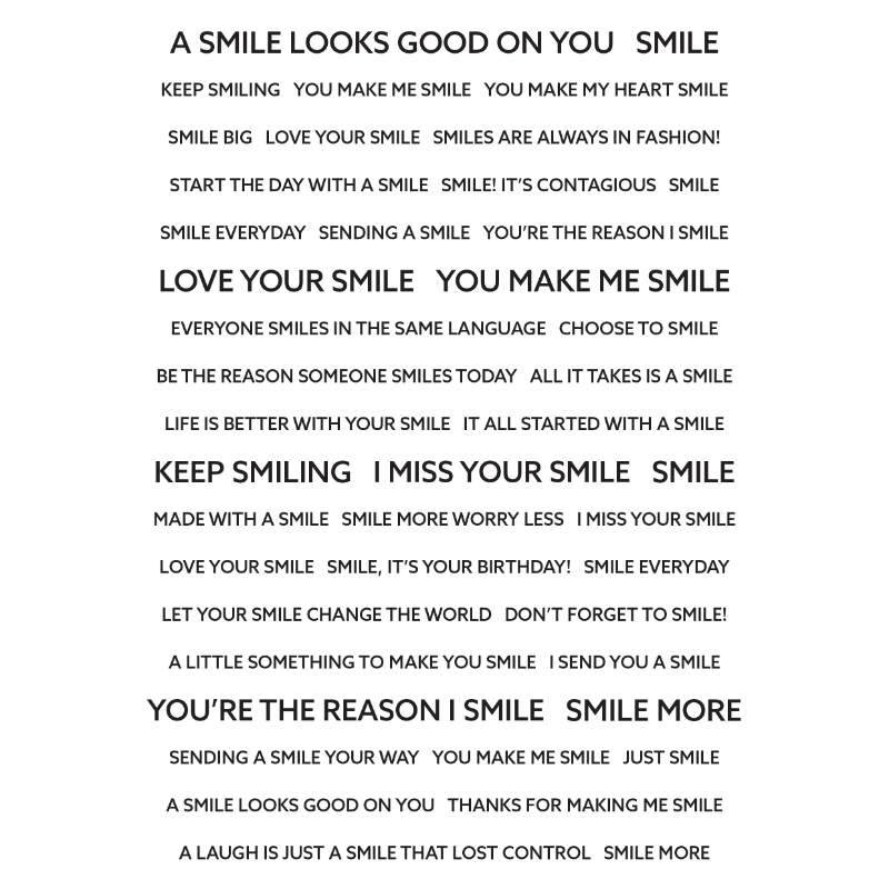 Wordies Sentiment Sheets – Smile Pk 4 6 in x 8 in by Creative Expressions - Craftywaftyshop